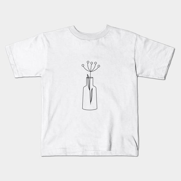 Line Art Flowers Kids T-Shirt by Berka.id